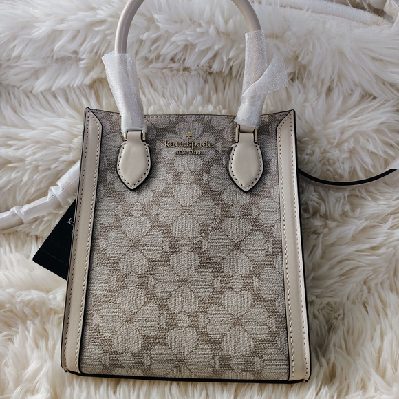 🤩Kate Spade Dark Beige and Cream Signature Spade Flower Mini Tote NWT🤩 - Picture 3 of 17